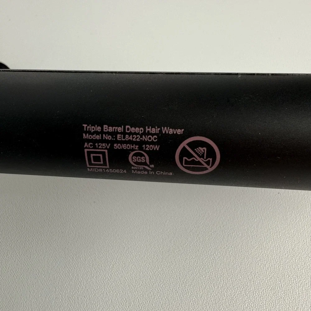 ELLE Triple Barrel‎ Deep Hair Waver Curling Iron Wand SL8422-NOC- TESTED
